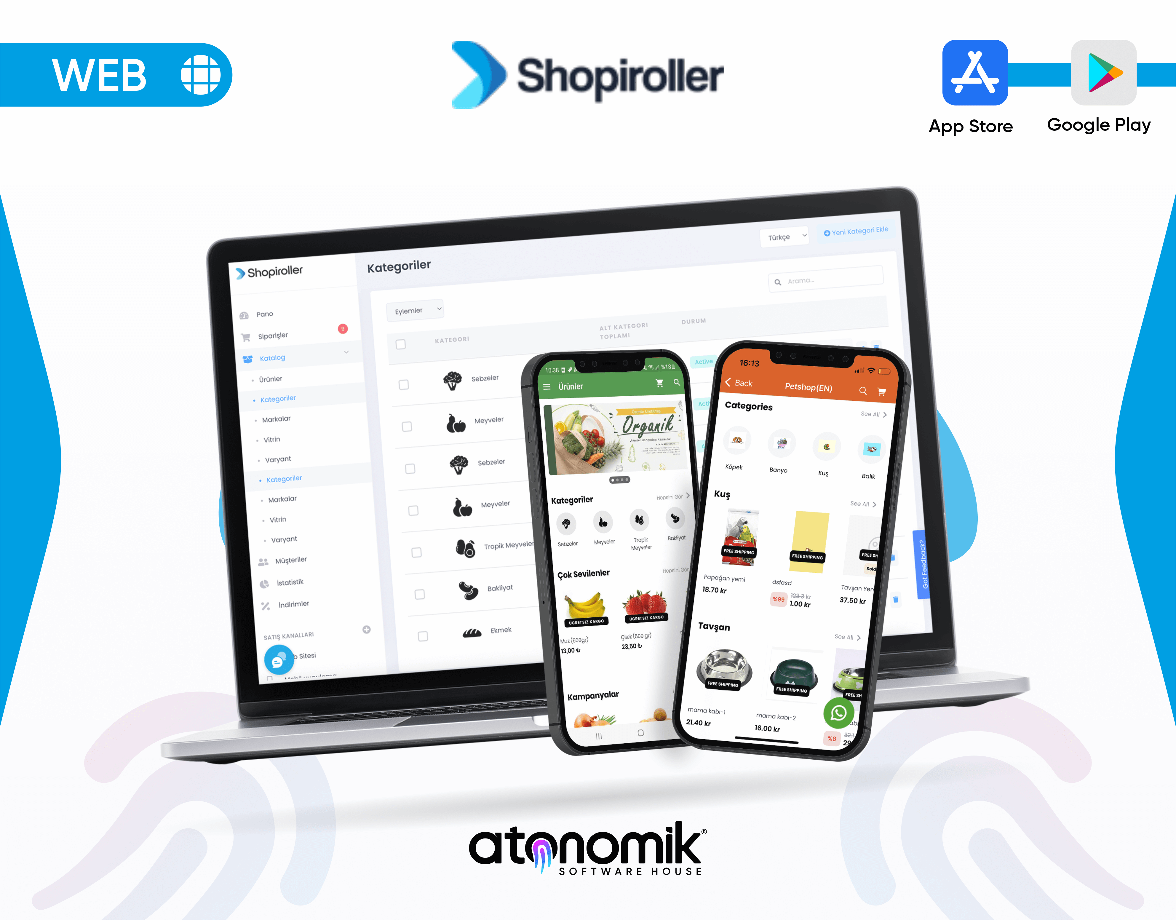 Shopiroller web ve mobile uygulamaları